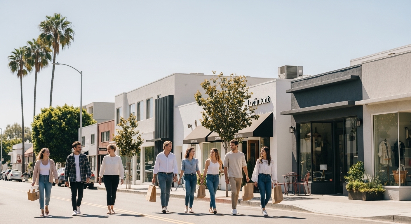 People shopping at local boutiques and markets near sageLA in central Los Angeles